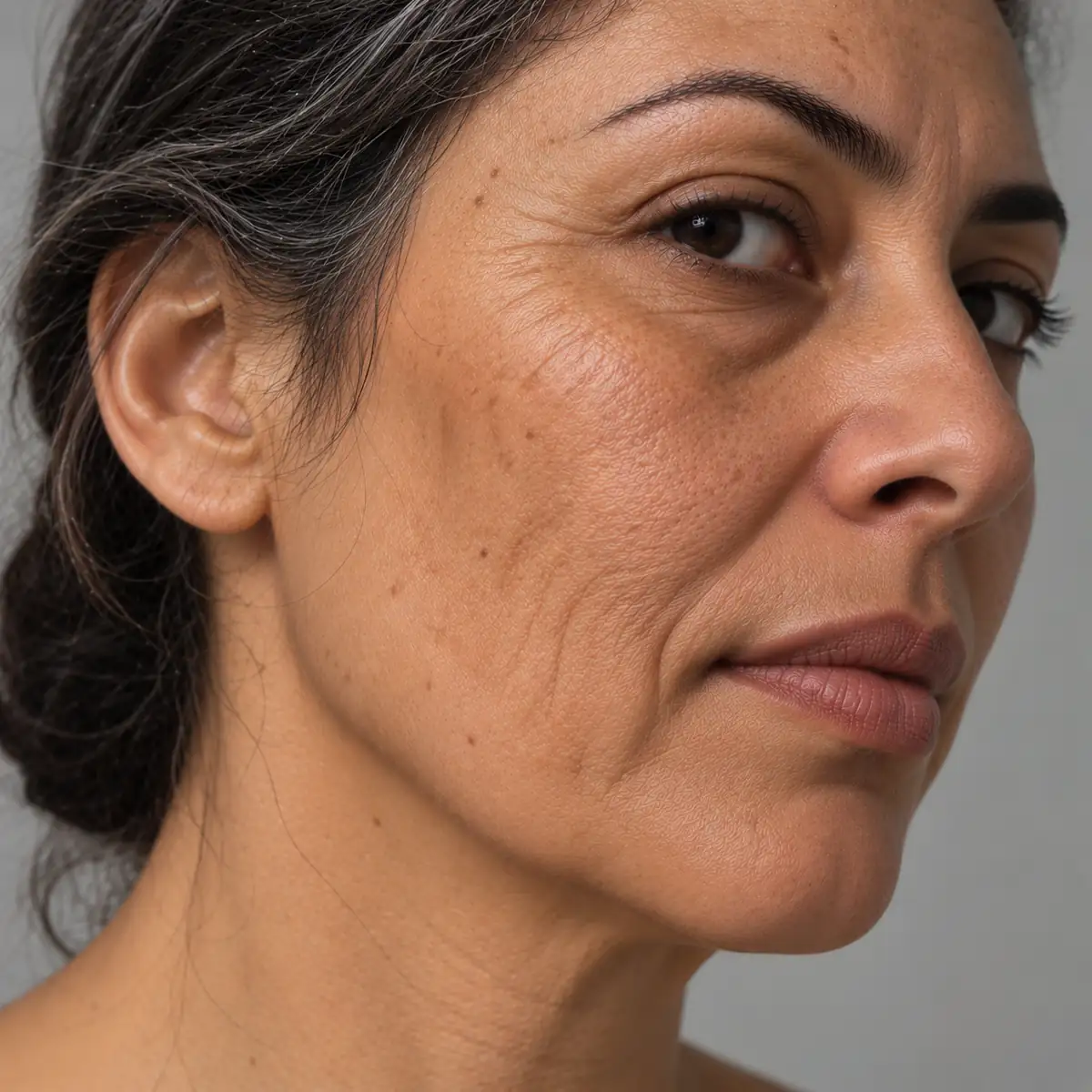Peau mature présentant des signes visibles de l'âge