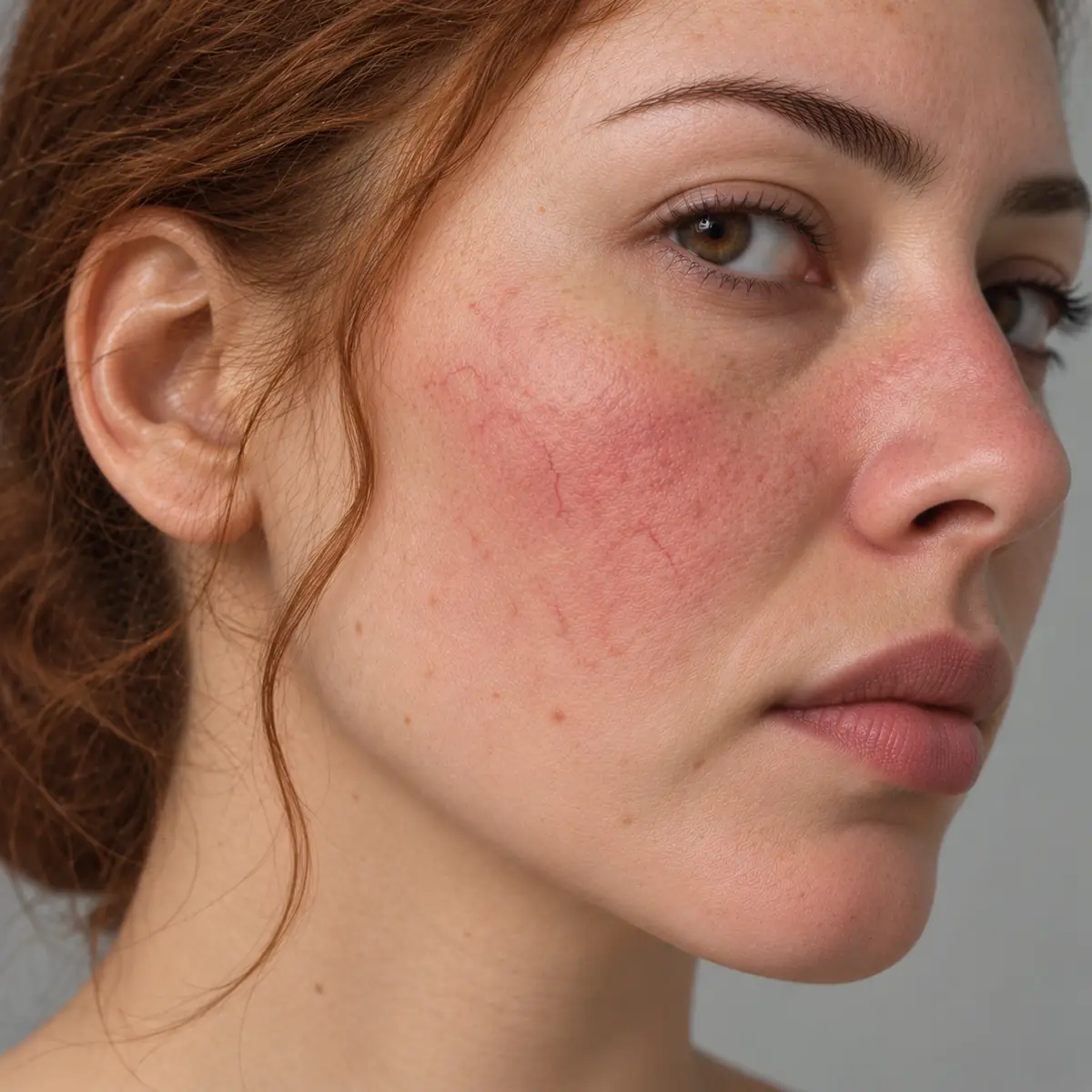 Peau sensible présentant des rougeurs diffuses sur les joues