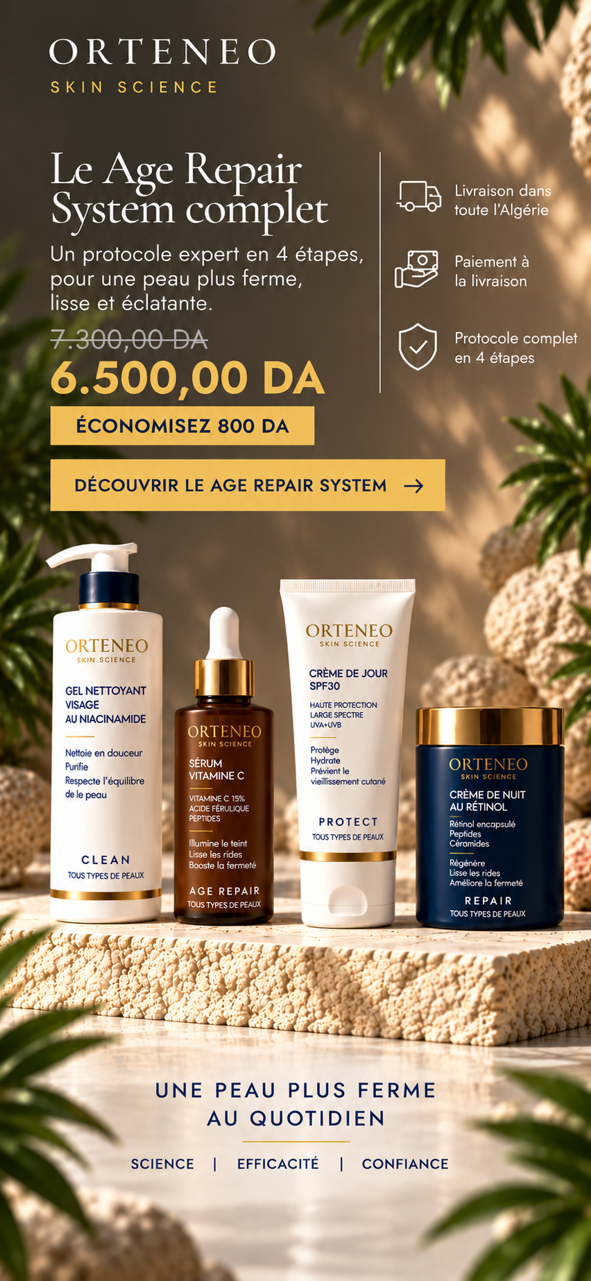 Age Repair System ORTENEO — visuel mobile du protocole complet en 4 étapes